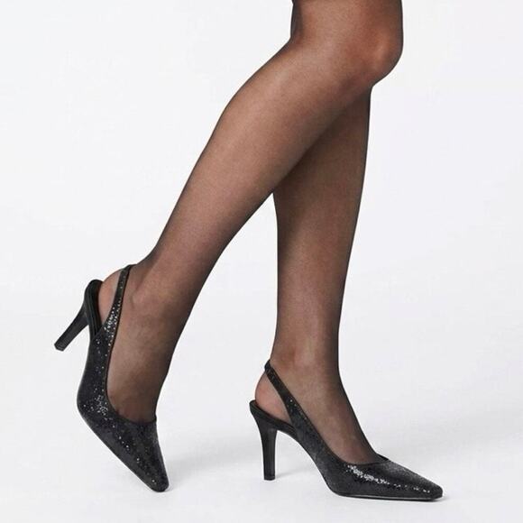Nina Shoes - Nina Women's Taren Heels Size 8.5M Black Crystal Sling Backs Pointed Toe w/ Box